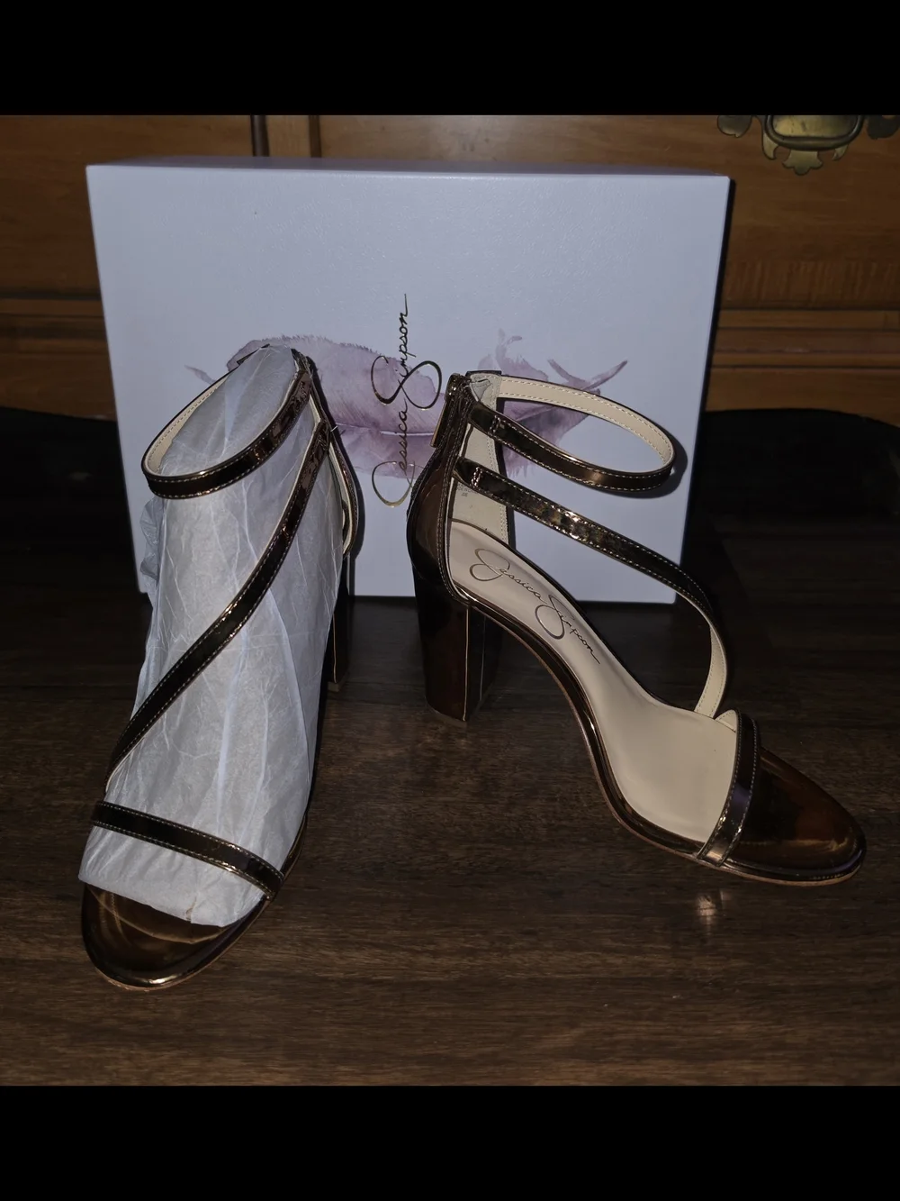 Jessica Simpson Bronze Strappy High Heel Sandals